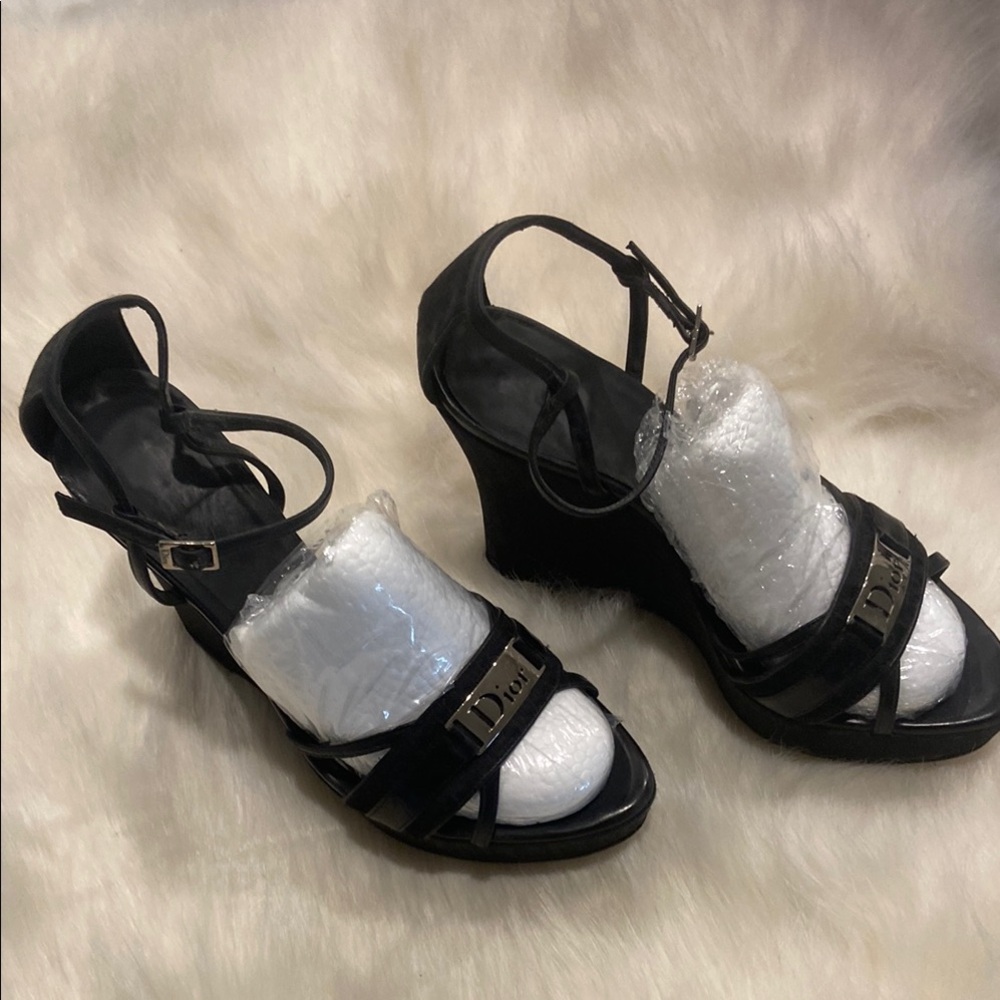 Dior Black Wedge Shoes Elegant Design